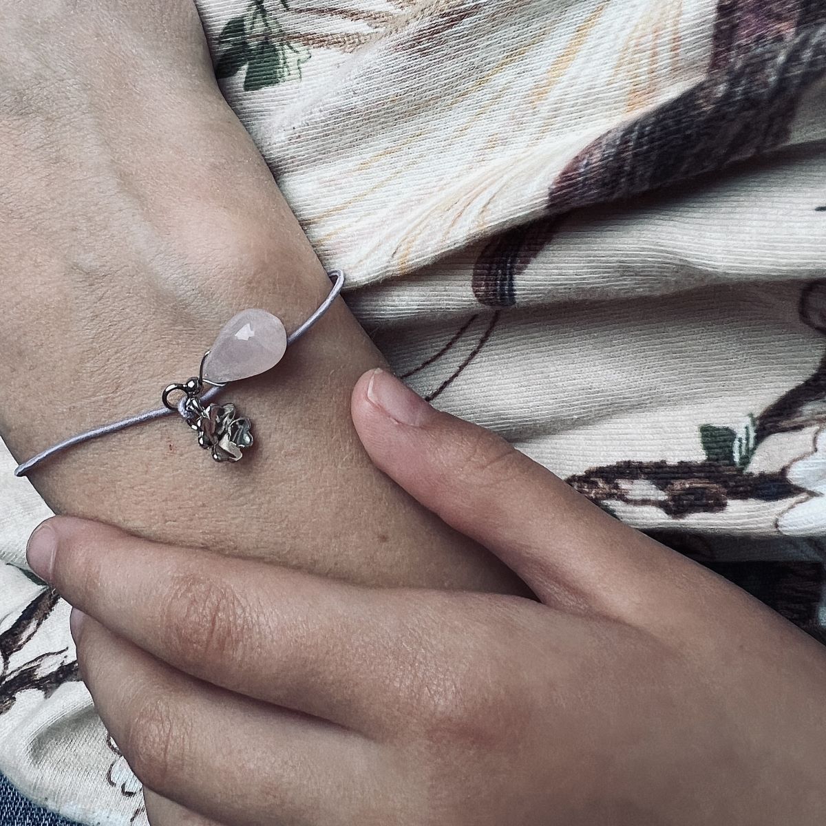 Rosenquarz & Kleeblatt Armbändchen